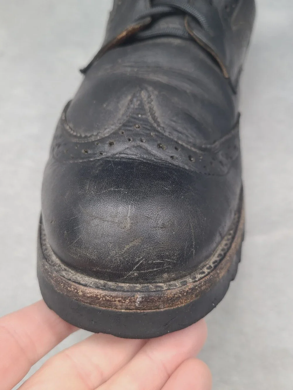 Frye Earl Wingtip Lace Up Mens Black Leather Western Combat Boots - Size 11 D -